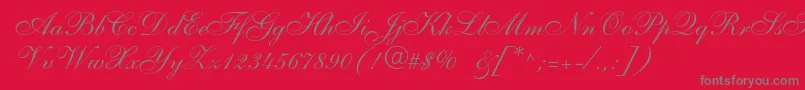 Allegroscript-fontti – harmaat kirjasimet punaisella taustalla