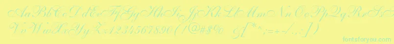 Allegroscript Font – Green Fonts on Yellow Background