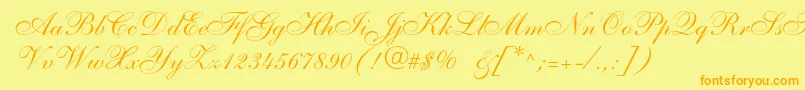 Allegroscript Font – Orange Fonts on Yellow Background