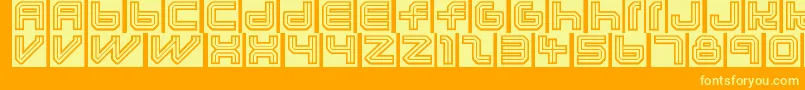 Lunaeclipsed-Schriftart – Gelbe Schriften auf orangefarbenem Hintergrund