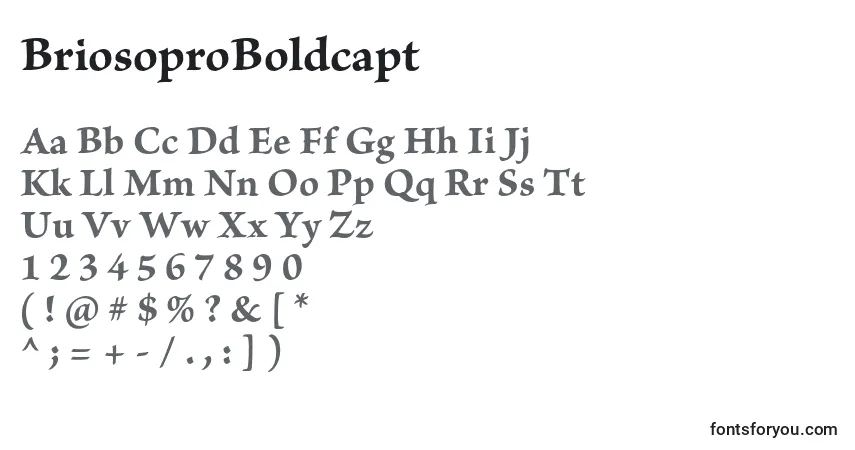 Czcionka BriosoproBoldcapt – alfabet, cyfry, specjalne znaki