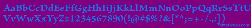BriosoproBoldcapt-Schriftart – Blaue Schriften auf violettem Hintergrund