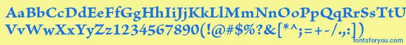 BriosoproBoldcapt-fontti – siniset fontit keltaisella taustalla