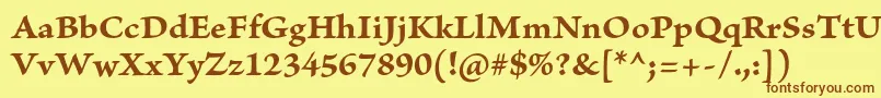 フォントBriosoproBoldcapt – 茶色の文字が黄色の背景にあります。