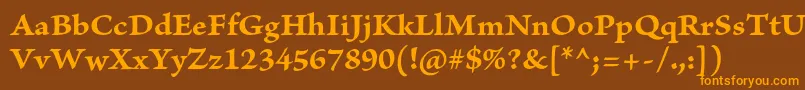 BriosoproBoldcapt-fontti – oranssit fontit ruskealla taustalla