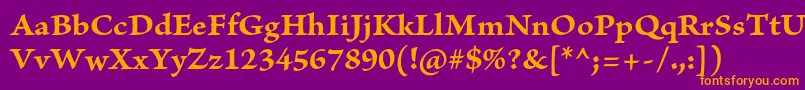 BriosoproBoldcapt-fontti – oranssit fontit violetilla taustalla