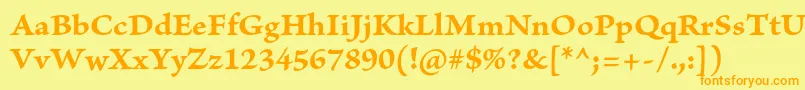BriosoproBoldcapt-fontti – oranssit fontit keltaisella taustalla