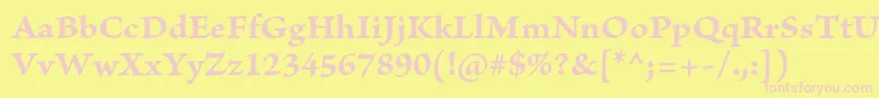 BriosoproBoldcapt-fontti – vaaleanpunaiset fontit keltaisella taustalla