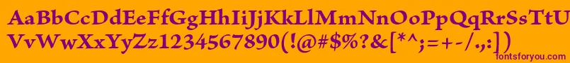 BriosoproBoldcapt-Schriftart – Violette Schriften auf orangefarbenem Hintergrund