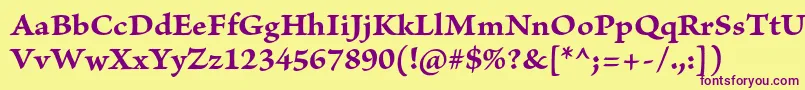 BriosoproBoldcapt-fontti – violetit fontit keltaisella taustalla
