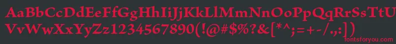 フォントBriosoproBoldcapt – 黒い背景に赤い文字