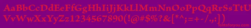 Czcionka BriosoproBoldcapt – czerwone czcionki na fioletowym tle