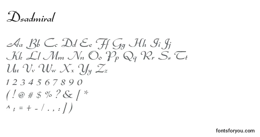 Шрифт Dsadmiral (50210) – алфавит, цифры, специальные символы