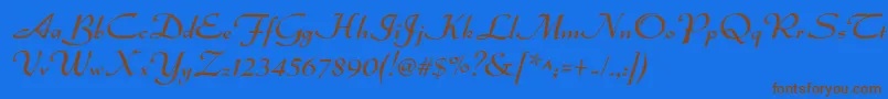 Dsadmiral-Schriftart – Braune Schriften auf blauem Hintergrund