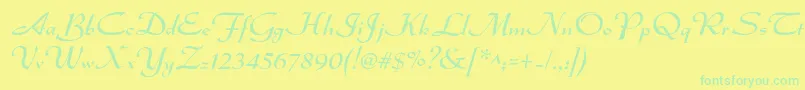 フォントDsadmiral – 黄色い背景に緑の文字