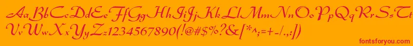 Dsadmiral-Schriftart – Rote Schriften auf orangefarbenem Hintergrund