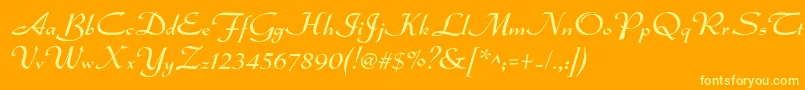 Dsadmiral-Schriftart – Gelbe Schriften auf orangefarbenem Hintergrund