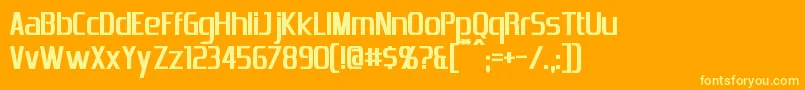 EmotionEngineBold-Schriftart – Gelbe Schriften auf orangefarbenem Hintergrund