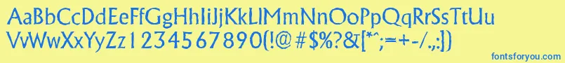 フォントAdelonantiqueRegular – 青い文字が黄色の背景にあります。