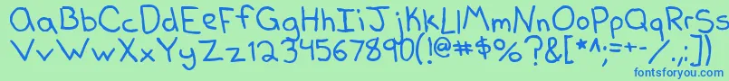 Fonte Dearkelly2 – fontes azuis em um fundo verde