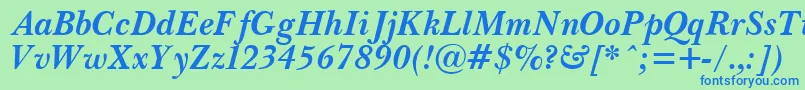 PasmaBoldItalic Font – Blue Fonts on Green Background