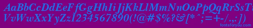 PasmaBoldItalic-fontti – siniset fontit violetilla taustalla