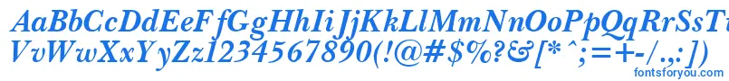 PasmaBoldItalic-fontti – siniset fontit valkoisella taustalla