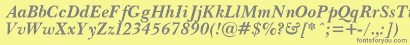 PasmaBoldItalic-fontti – harmaat kirjasimet keltaisella taustalla