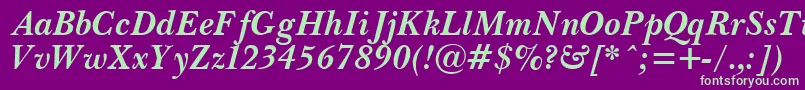 PasmaBoldItalic-Schriftart – Grüne Schriften auf violettem Hintergrund