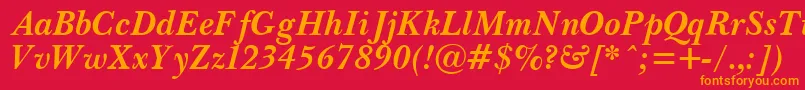 フォントPasmaBoldItalic – 赤い背景にオレンジの文字