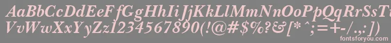 PasmaBoldItalic-fontti – vaaleanpunaiset fontit harmaalla taustalla