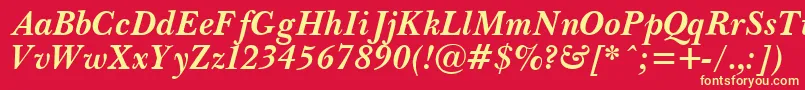 PasmaBoldItalic-Schriftart – Gelbe Schriften auf rotem Hintergrund