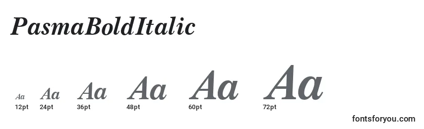 Размеры шрифта PasmaBoldItalic