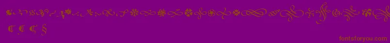 PoeticaSuppOrnaments-Schriftart – Braune Schriften auf violettem Hintergrund