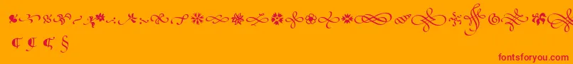 PoeticaSuppOrnaments Font – Red Fonts on Orange Background