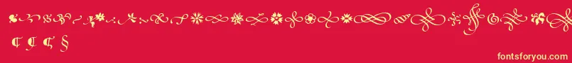 PoeticaSuppOrnaments Font – Yellow Fonts on Red Background