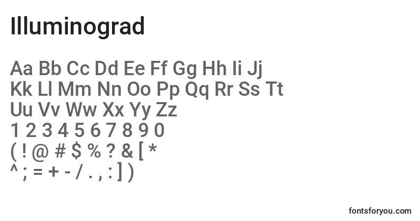 Шрифт Illuminograd – алфавит, цифры, специальные символы