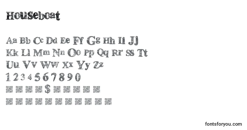 Czcionka Houseboat – alfabet, cyfry, specjalne znaki