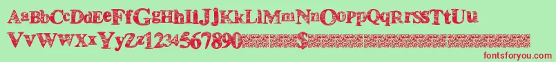 Houseboat Font – Red Fonts on Green Background