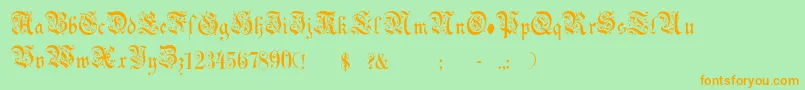 ChoolGothic-Schriftart – Orangefarbene Schriften auf grünem Hintergrund