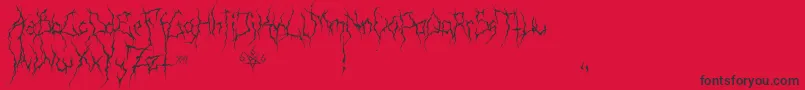 Fonte XxiiUltimateBlackMetal – fontes pretas em um fundo vermelho