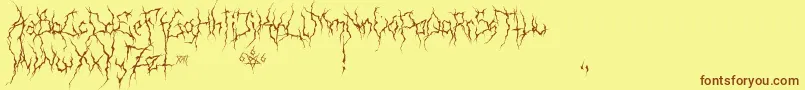 XxiiUltimateBlackMetal-Schriftart – Braune Schriften auf gelbem Hintergrund