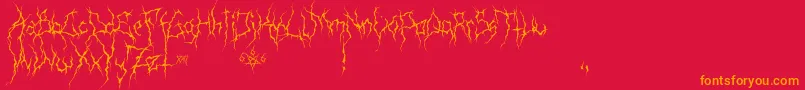 XxiiUltimateBlackMetal-Schriftart – Orangefarbene Schriften auf rotem Hintergrund