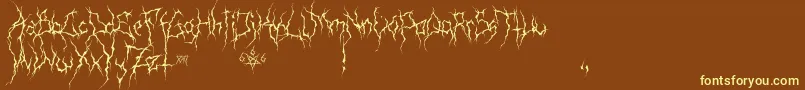 XxiiUltimateBlackMetal Font – Yellow Fonts on Brown Background