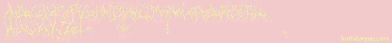 XxiiUltimateBlackMetal-Schriftart – Gelbe Schriften auf rosa Hintergrund