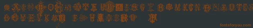 IntellectaMonogramsRandomSamplesFour Font – Brown Fonts on Black Background