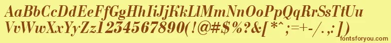 Bodoni9-fontti – ruskeat fontit keltaisella taustalla