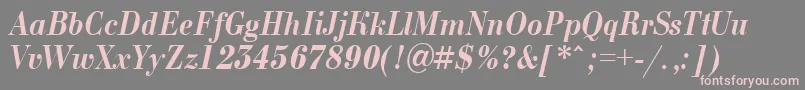 Bodoni9-Schriftart – Rosa Schriften auf grauem Hintergrund