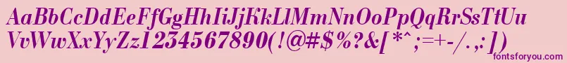Bodoni9-Schriftart – Violette Schriften auf rosa Hintergrund
