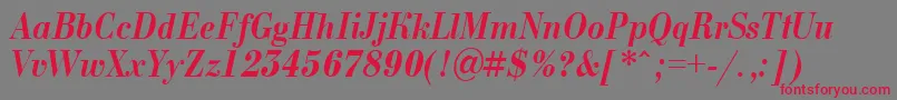 Bodoni9-Schriftart – Rote Schriften auf grauem Hintergrund